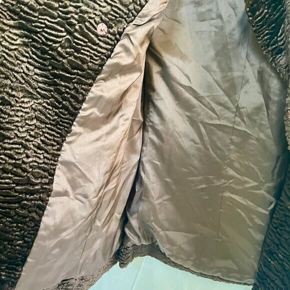 INC Faux Fur Curly Lamb Jacket Chocolate Brown Women's Medium Mob Wife Vegan - Picture 9 of 13